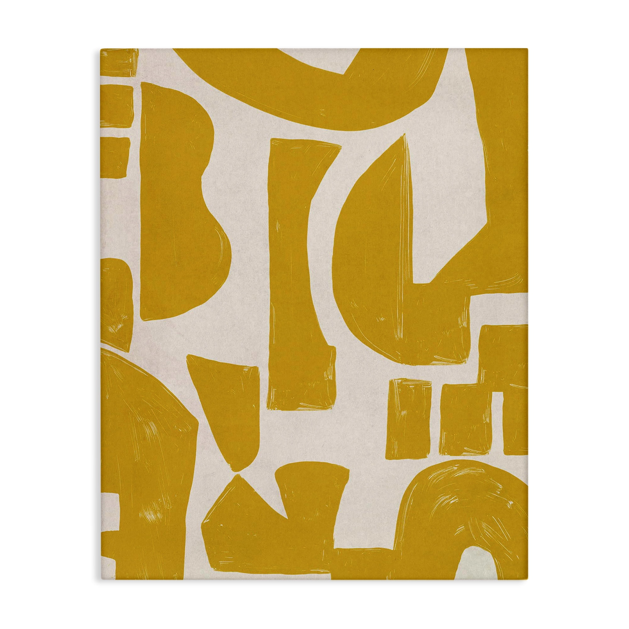 Stupell Industries Yellow Asymmetrical Shapes Abstract Painting Wrapped Canvas Art Print Wall Art, 24 x 30