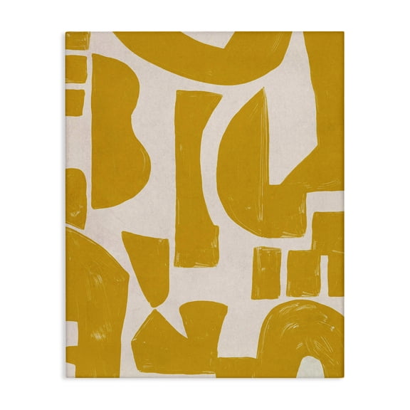 Stupell Industries Yellow Asymmetrical Shapes Abstract Painting Wrapped Canvas Art Print Wall Art, 36 x 48