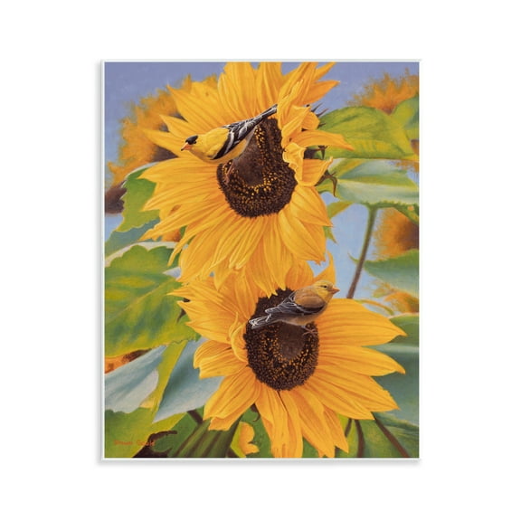 Stupell Industries Yellow Bird & Sunflowers Plants & Flowers Photography Unframed Art Print Wall Art, 11 x 14