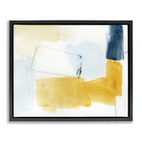 Stupell Industries Yellow & Blue Abstract Abstract Painting Black Floater Framed Canvas Art Print Wall Art, 21 x 17