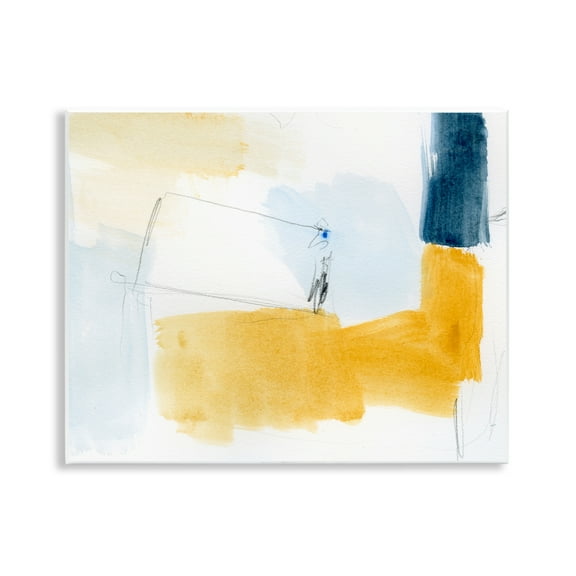 Stupell Industries Yellow & Blue Abstract Abstract Painting Unframed Art Print Wall Art, 14 x 11