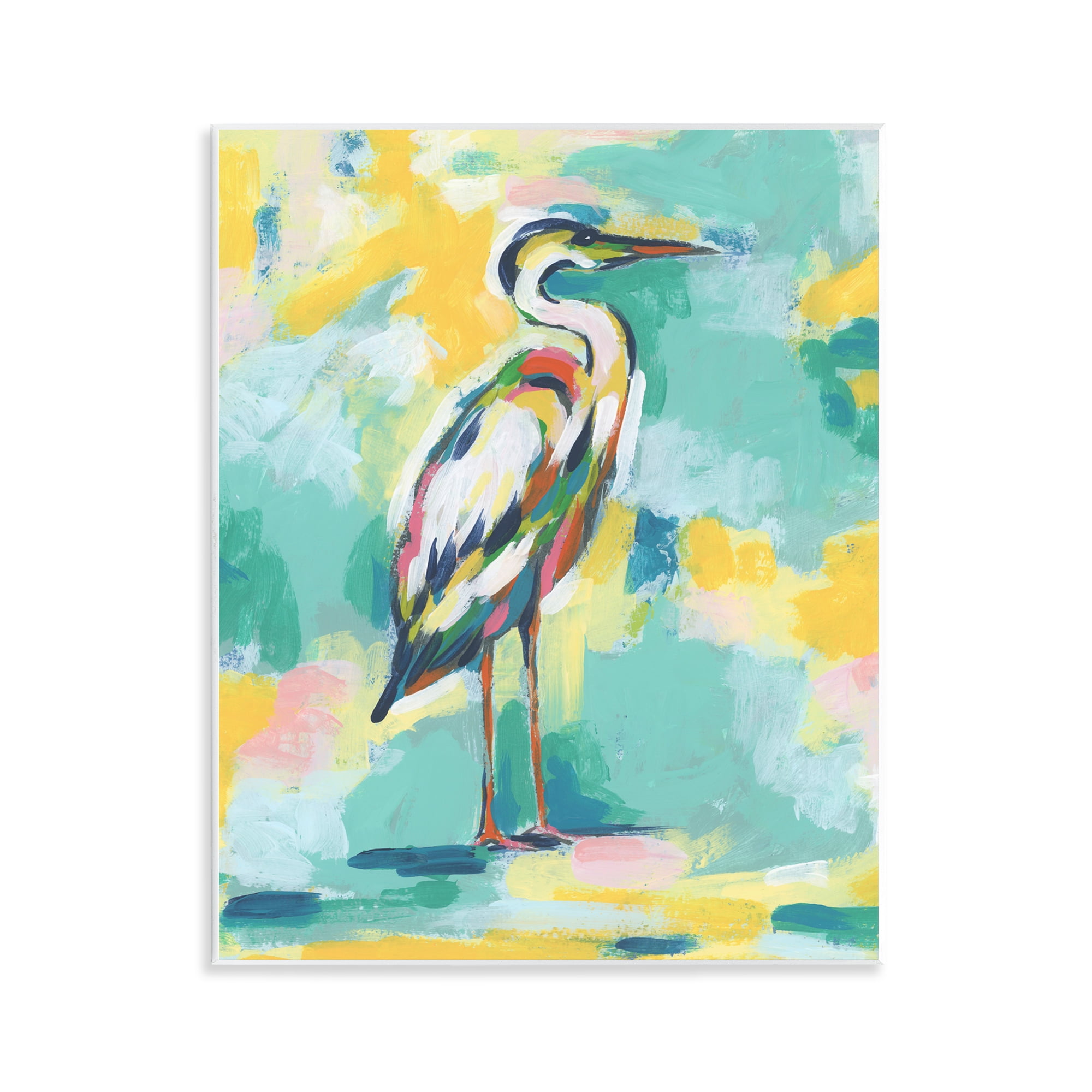 Stupell Industries Yellow & Blue Heron Animals Painting Unframed Art Print Wall Art, 11 x 14