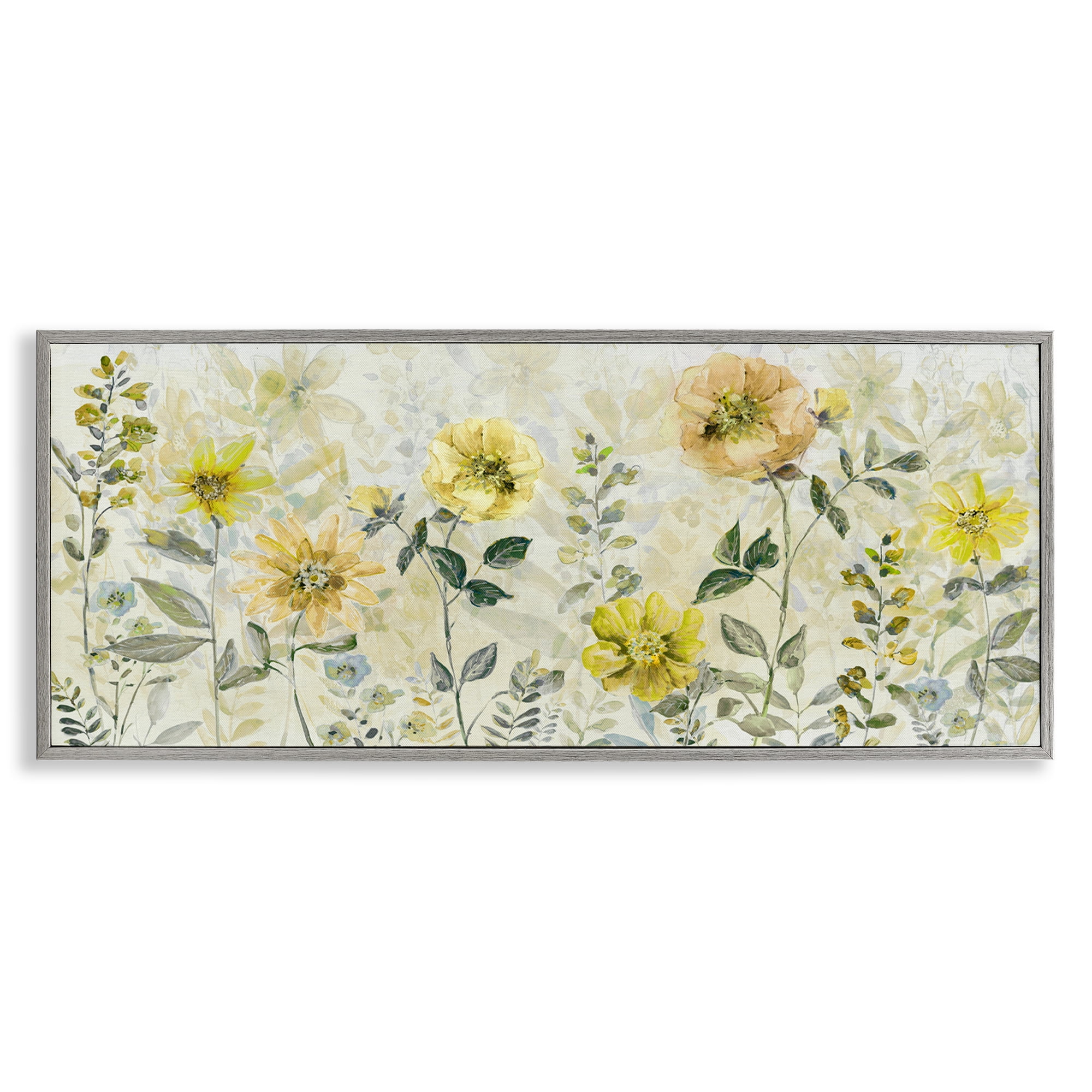 Stupell Industries Yellow Buttercup Garden Gray Framed Giclee Art, design by Sally Swatland