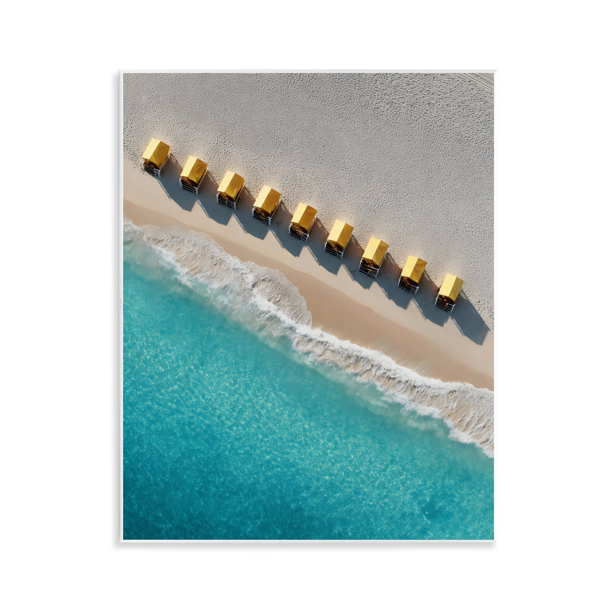 Stupell Industries Yellow Cabanas Along Shore Wall Plaque Art, design by Franklyn Gregory
