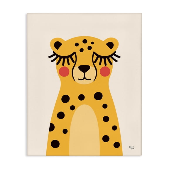 Stupell Industries Yellow Cheetah Smile Canvas Wall Art design by Jessica Beck, 20 x 16