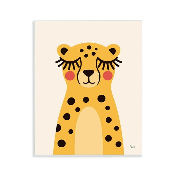 Stupell Industries Yellow Cheetah Smile Wall Plaque Art design by Jessica Beck, 14 x 11