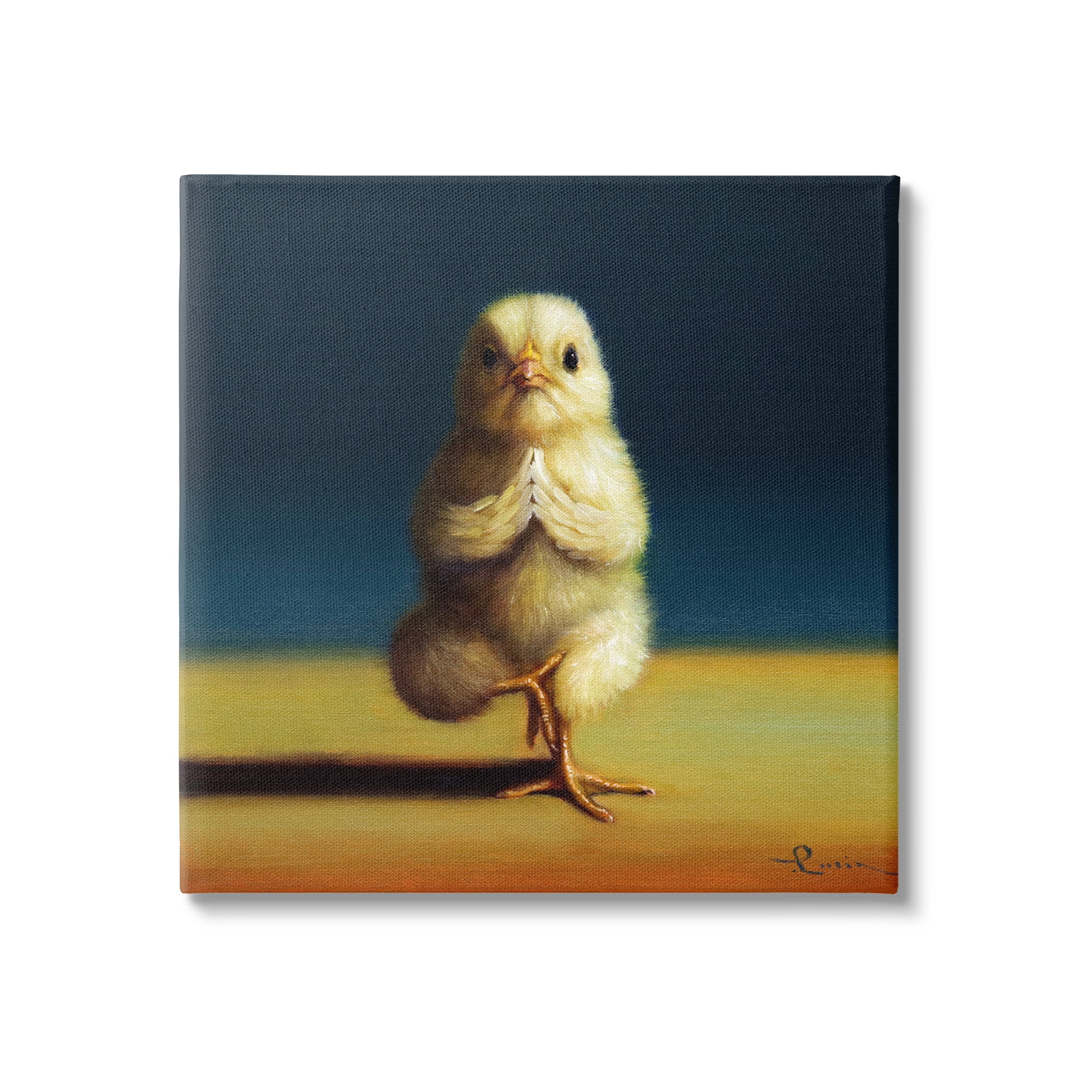 Stupell Industries Yellow Chick Meditating Yoga Pose Animal Fitness Painting Gallery Wrapped Canvas Print Wall Art, Design by Lucia Heffernan