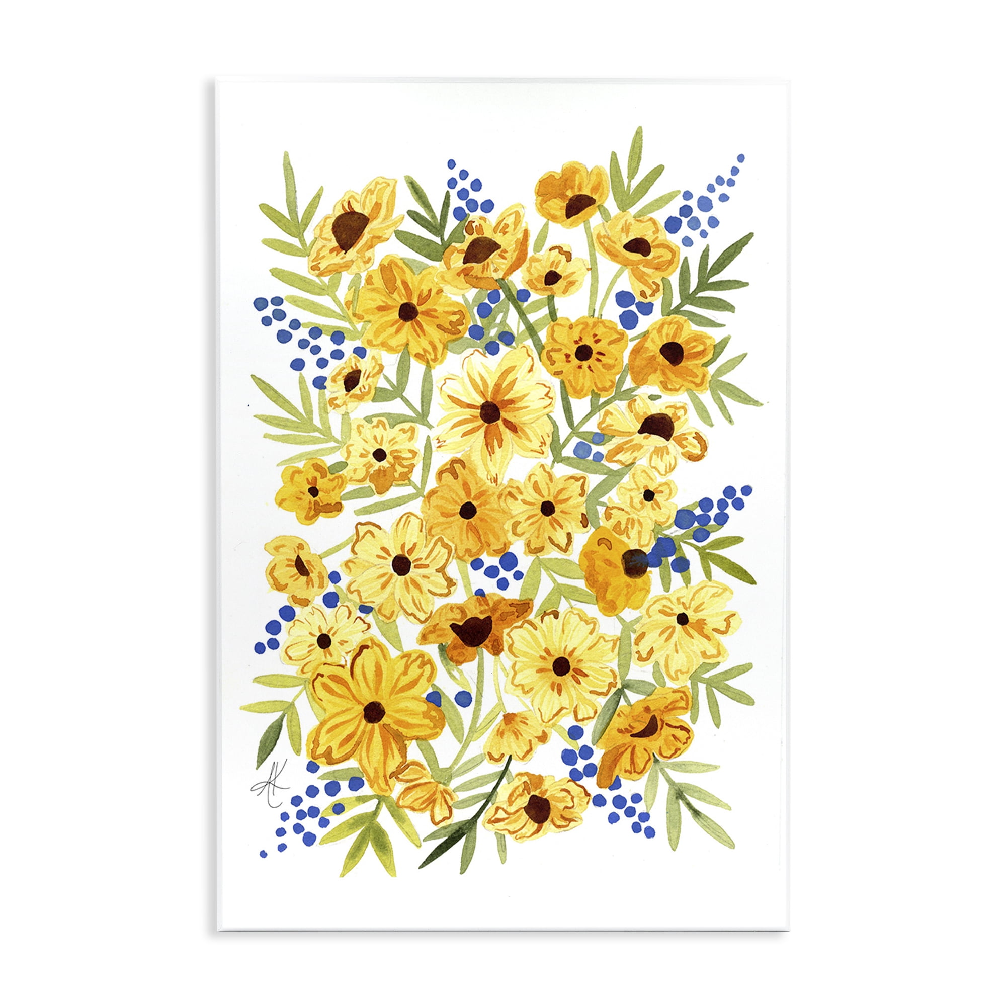 Stupell Industries Yellow Cosmos & Berries Botanical & Floral Painting Unframed Art Print Wall Art, 10 x 15