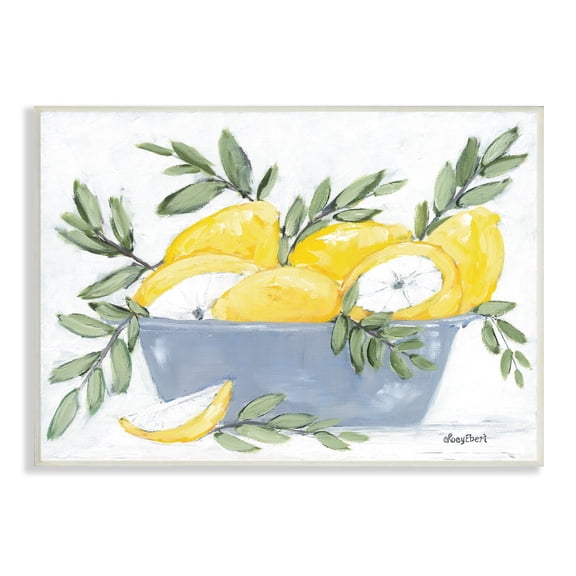 Stupell Industries Yellow Country Lemons Painterly Green Leaves, 19 x 13, Design by Roey Ebert