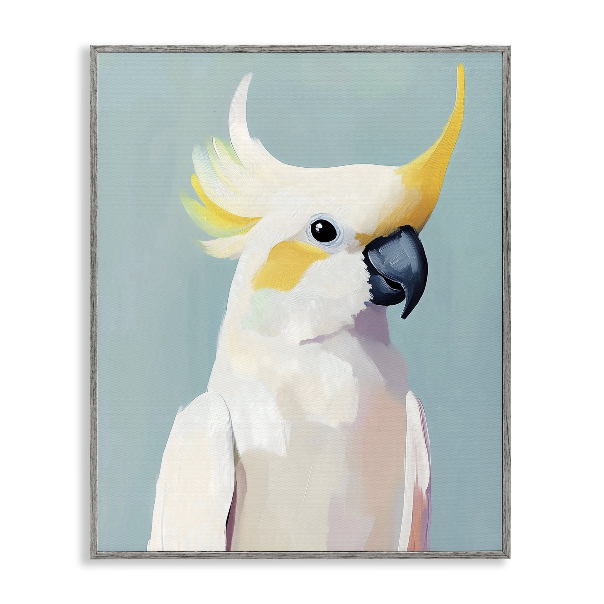 Stupell Industries Yellow Crested Cockatoo Gray Framed Giclee Art, design by The Prints Vibe