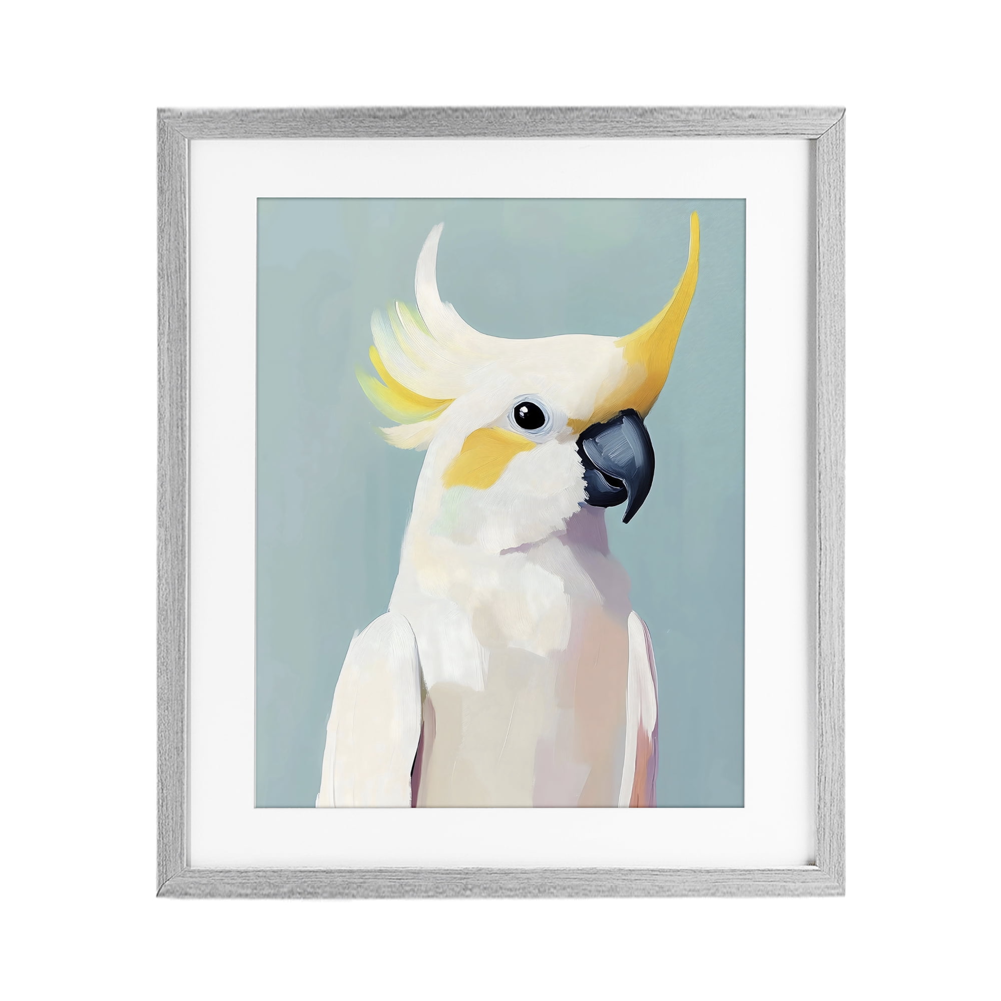 Stupell Industries Yellow Crested Cockatoo Gray Framed Print Under Glass, design by The Prints Vibe