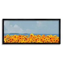 Stupell Industries Yellow Daisies by Sea Botanical & Floral Painting Black Framed Art Print Wall Art, 24 x 10