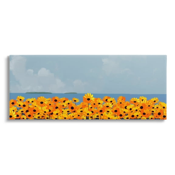 Stupell Industries Yellow Daisies by Sea Botanical & Floral Painting Gallery Wrapped Canvas Print Wall Art, 24 x 10