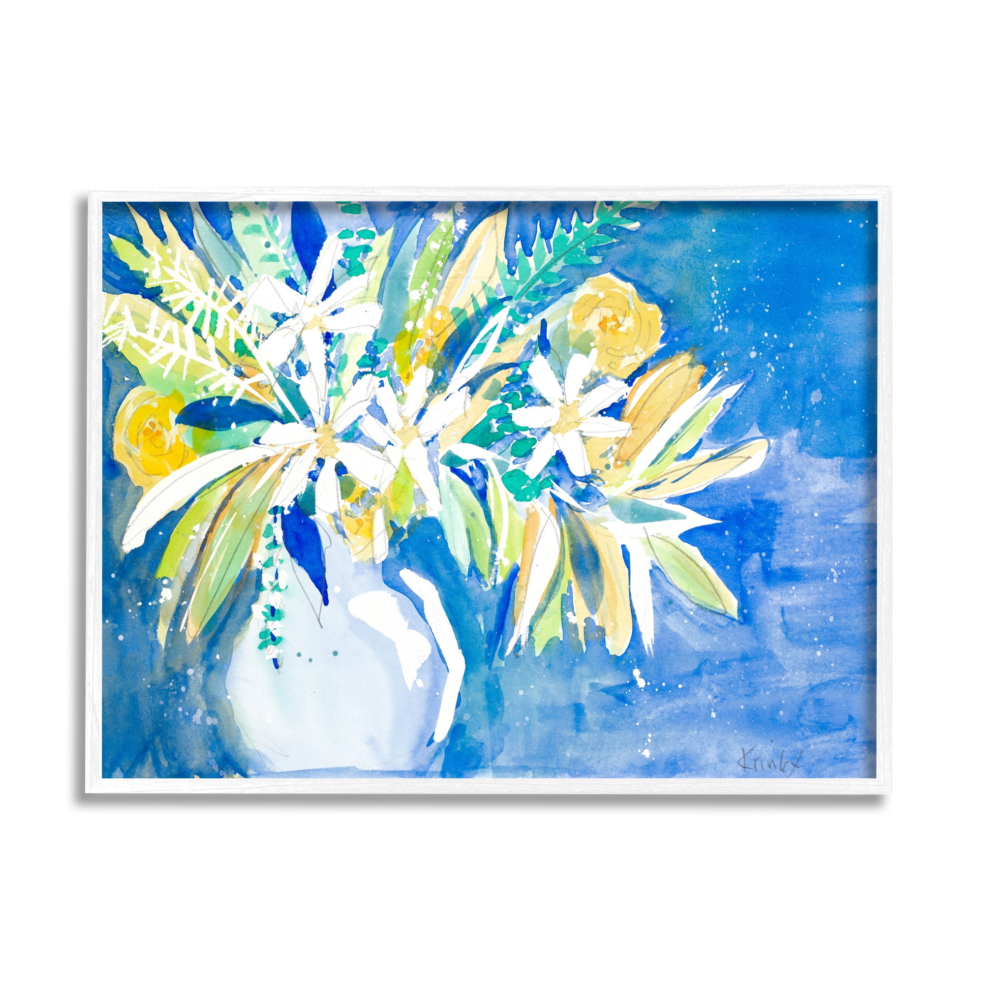 Stupell Industries Yellow Daisy Rose Bouquet Modern Abstract Painting,14 x 11, Design by Krinlox