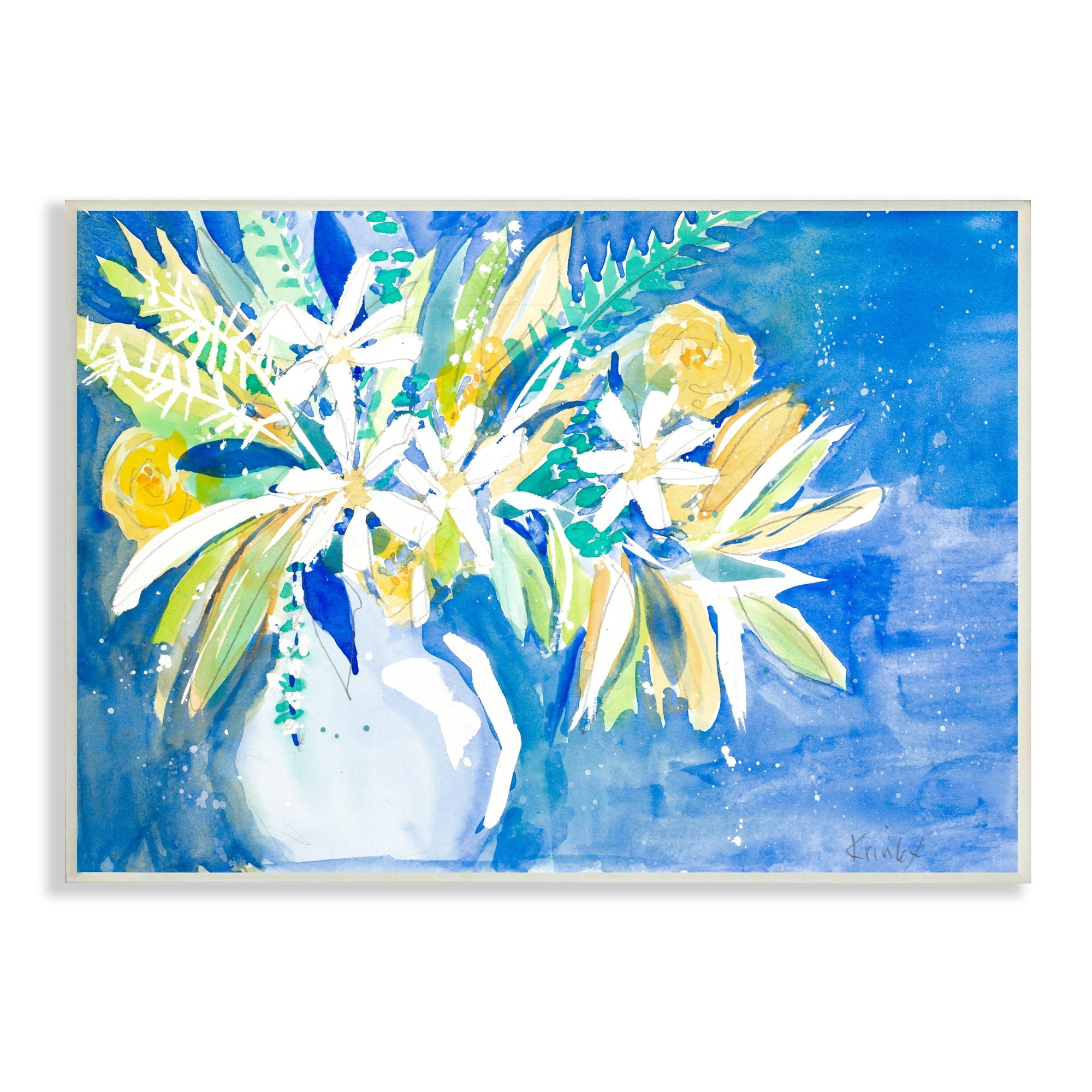Stupell Industries Yellow Daisy Rose Bouquet Modern Abstract Painting,15 x 10, Design by Krinlox