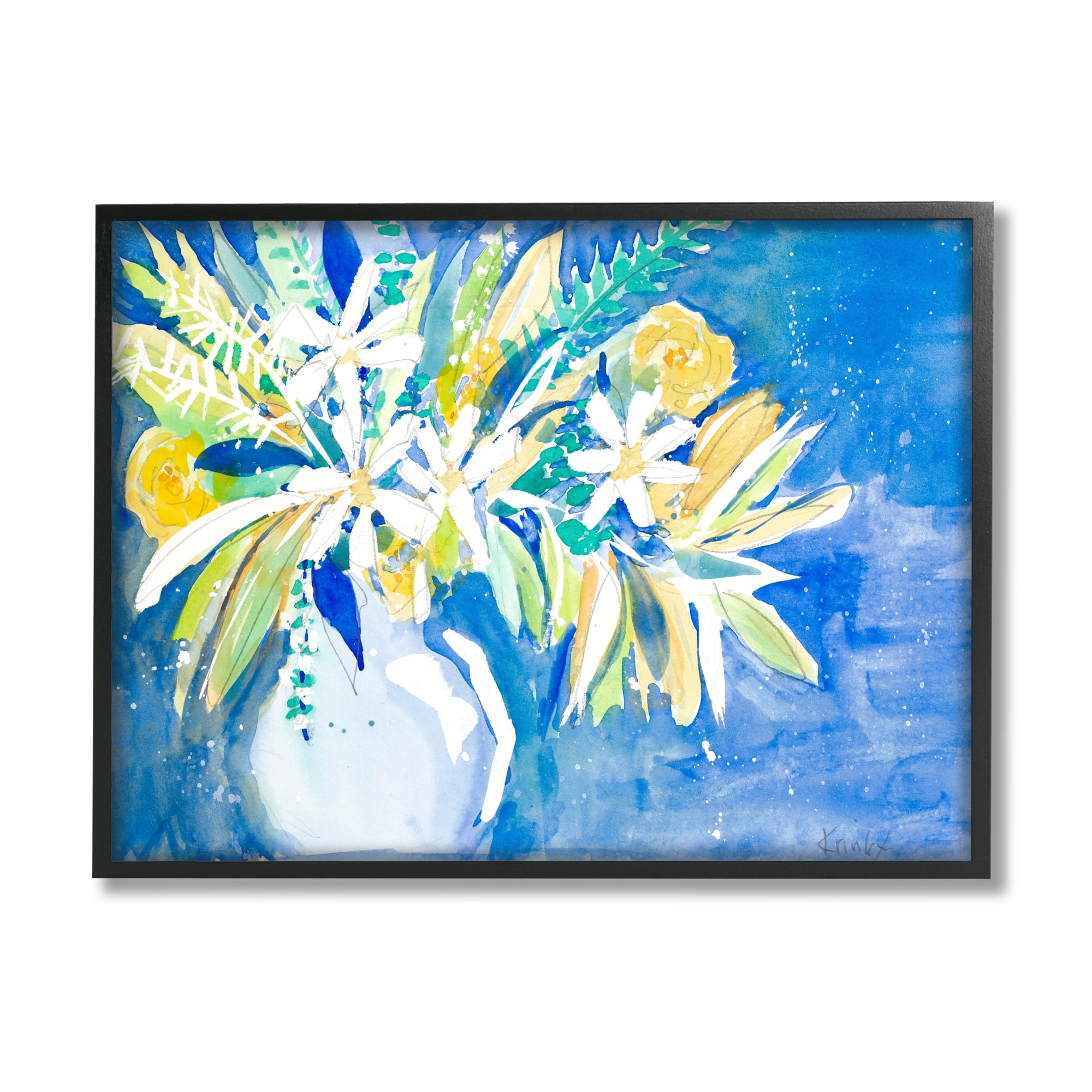 Stupell Industries Yellow Daisy Rose Bouquet Modern Abstract Painting,30 x 24, Design by Krinlox