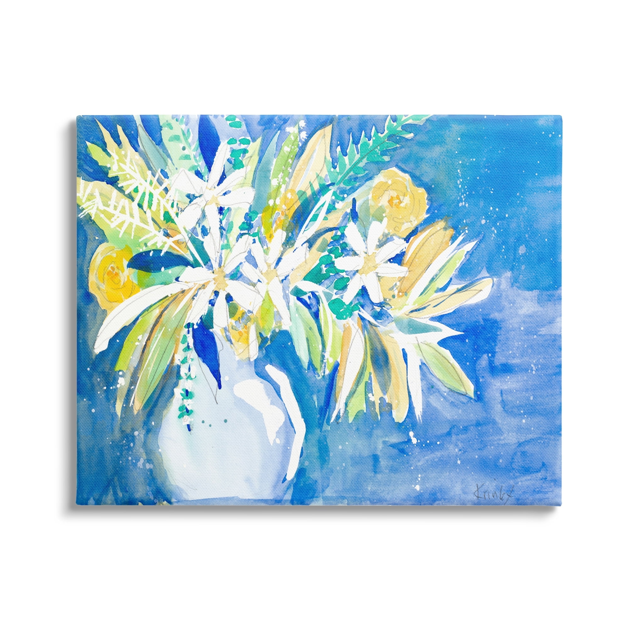 Stupell Industries Yellow Daisy Rose Bouquet Modern Abstract Painting,40 x 30, Design by Krinlox