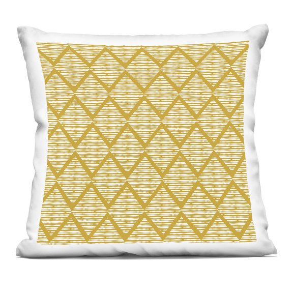 Stupell Ind - Yellow Diamond Shape Zigzag Pattern Indoor Pillow 18x18 by Linda Birtel