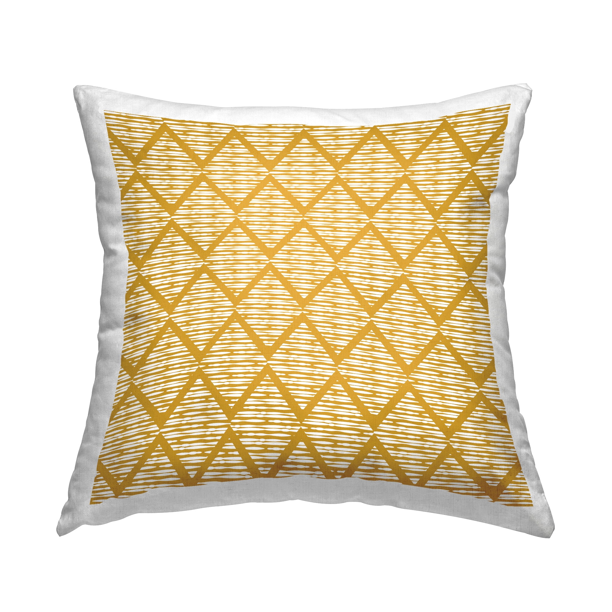 Stupell Industries Yellow Diamond Shape Zigzag Pattern Design by Linda Birtel Throw Pillow