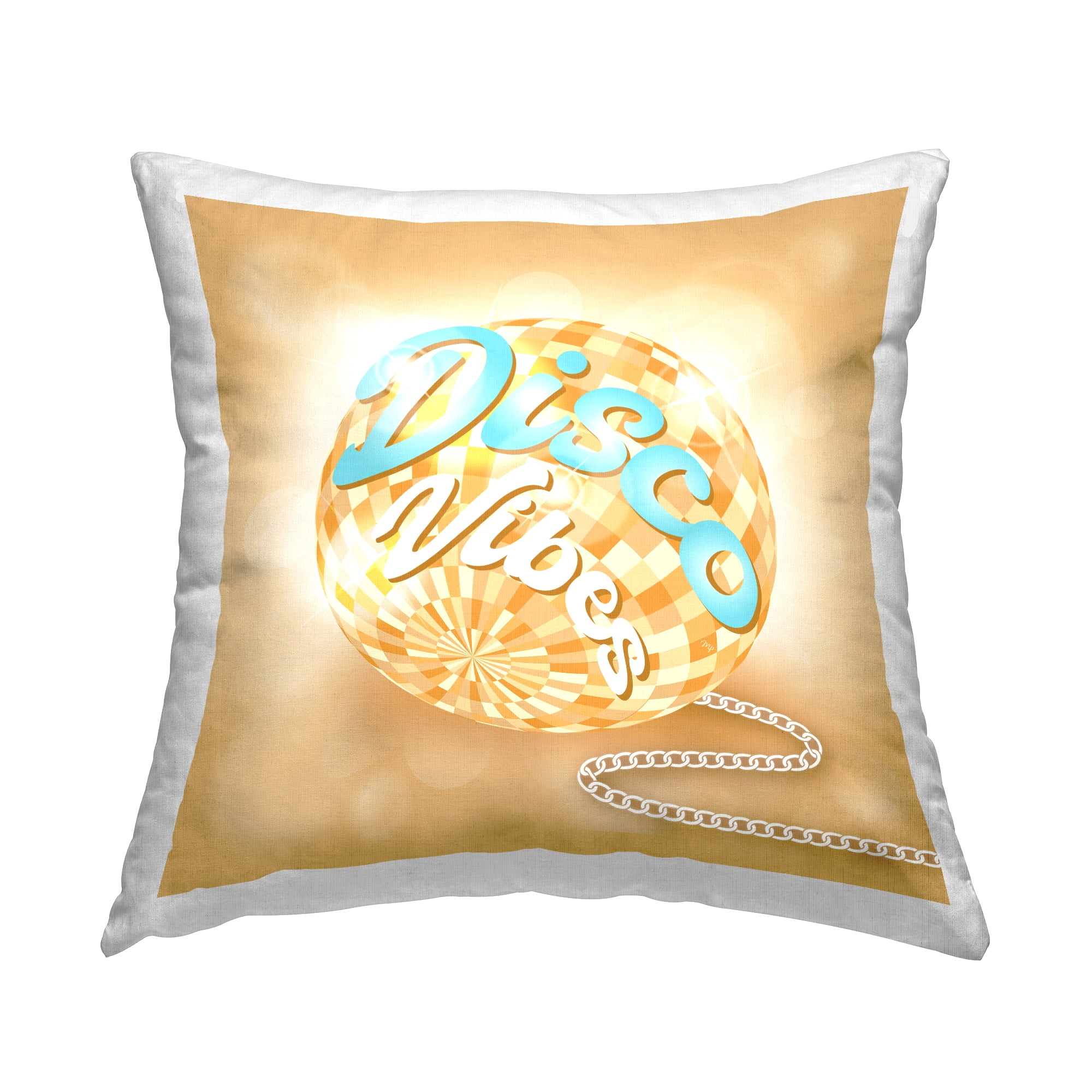 Stupell Industries Yellow Disco Vibes Retro Ball Square Decorative Printed Throw Pillow, 18 x 18,