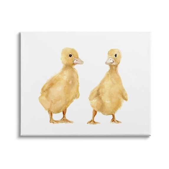 Stupell Industries Yellow Duckling Pair Watercolor Portrait Children's Nursery Animals, 48 x 36,Design by Fox Hollow Studios