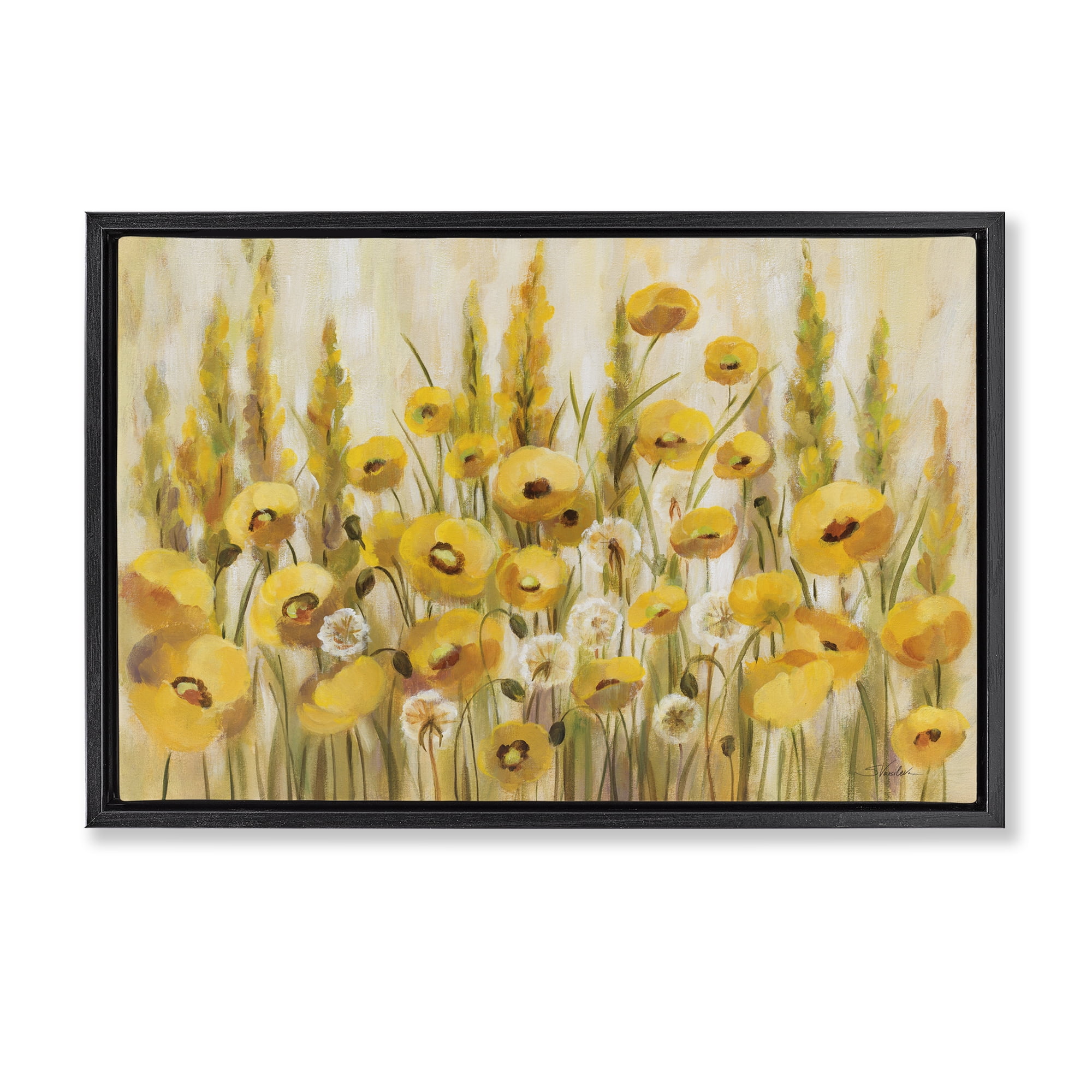 Stupell Industries Yellow Field of Poppies Black Framed Floater Canvas Wall Art, design by Silvia Vassileva