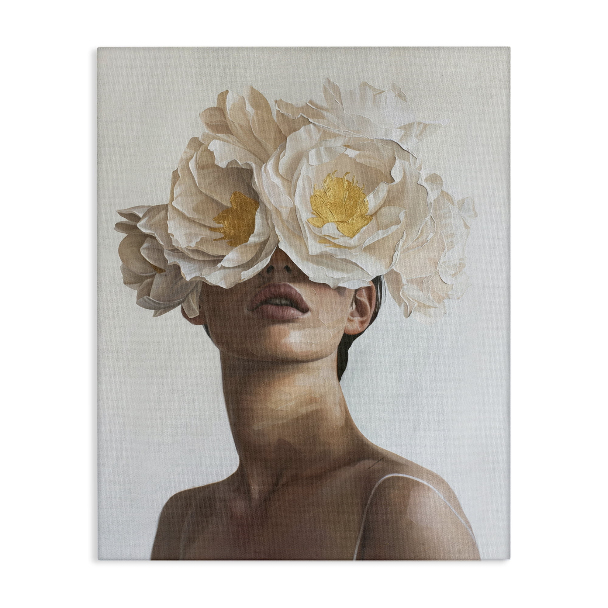 Stupell Industries Yellow Flower Lady People Painting Wrapped Canvas Art Print Wall Art, 16 x 20