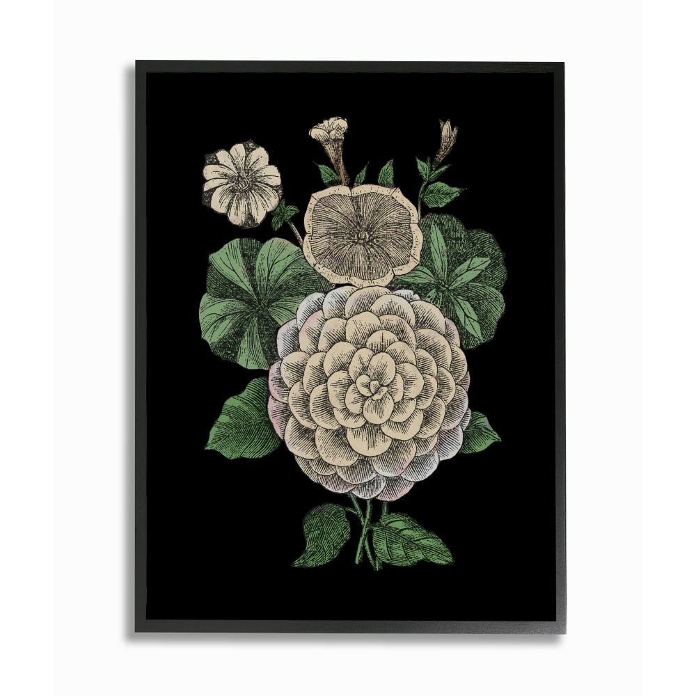 Stupell Industries Yellow Flowers On Black Drawing Design Framed Wall Art by The Saturday Evening Post, 11" x 14", Black Framed
