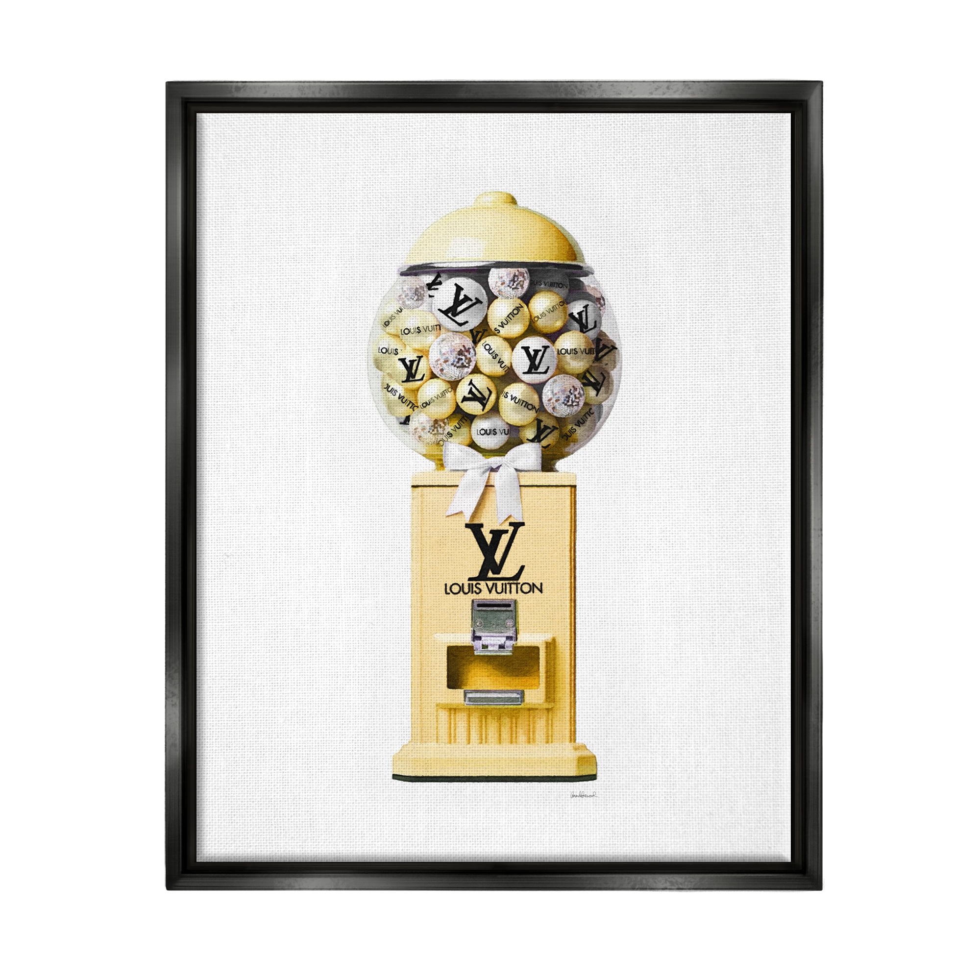 Stupell Industries Yellow Gumball Machine Beauty & Fashion Painting Black Floater Framed Canvas Art Print Wall Art, 17 x 21