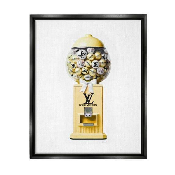 Stupell Industries Yellow Gumball Machine Beauty & Fashion Painting Black Floater Framed Canvas Art Print Wall Art, 25 x 31