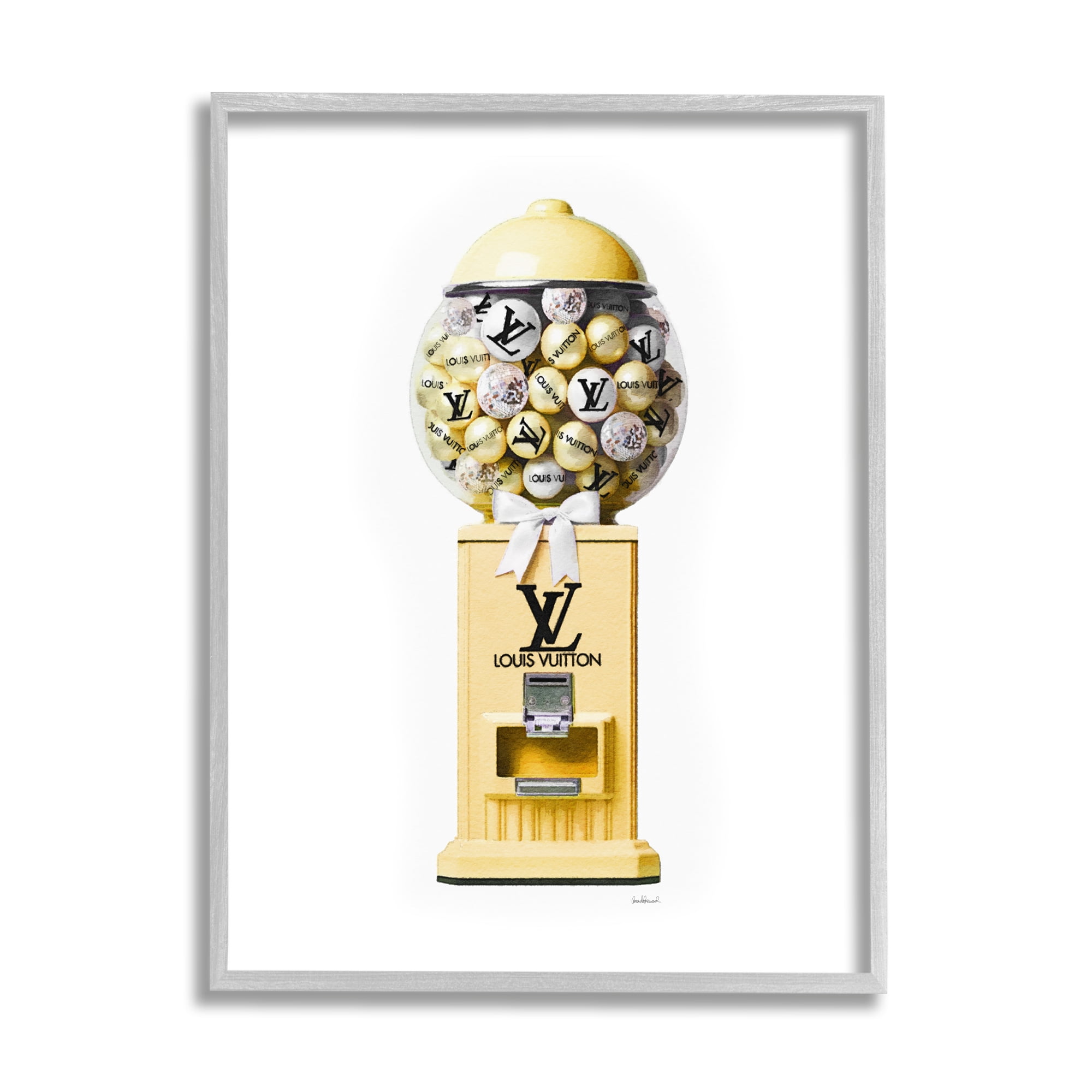 Stupell Industries Yellow Gumball Machine Beauty & Fashion Painting Gray Framed Art Print Wall Art, 11 x 14