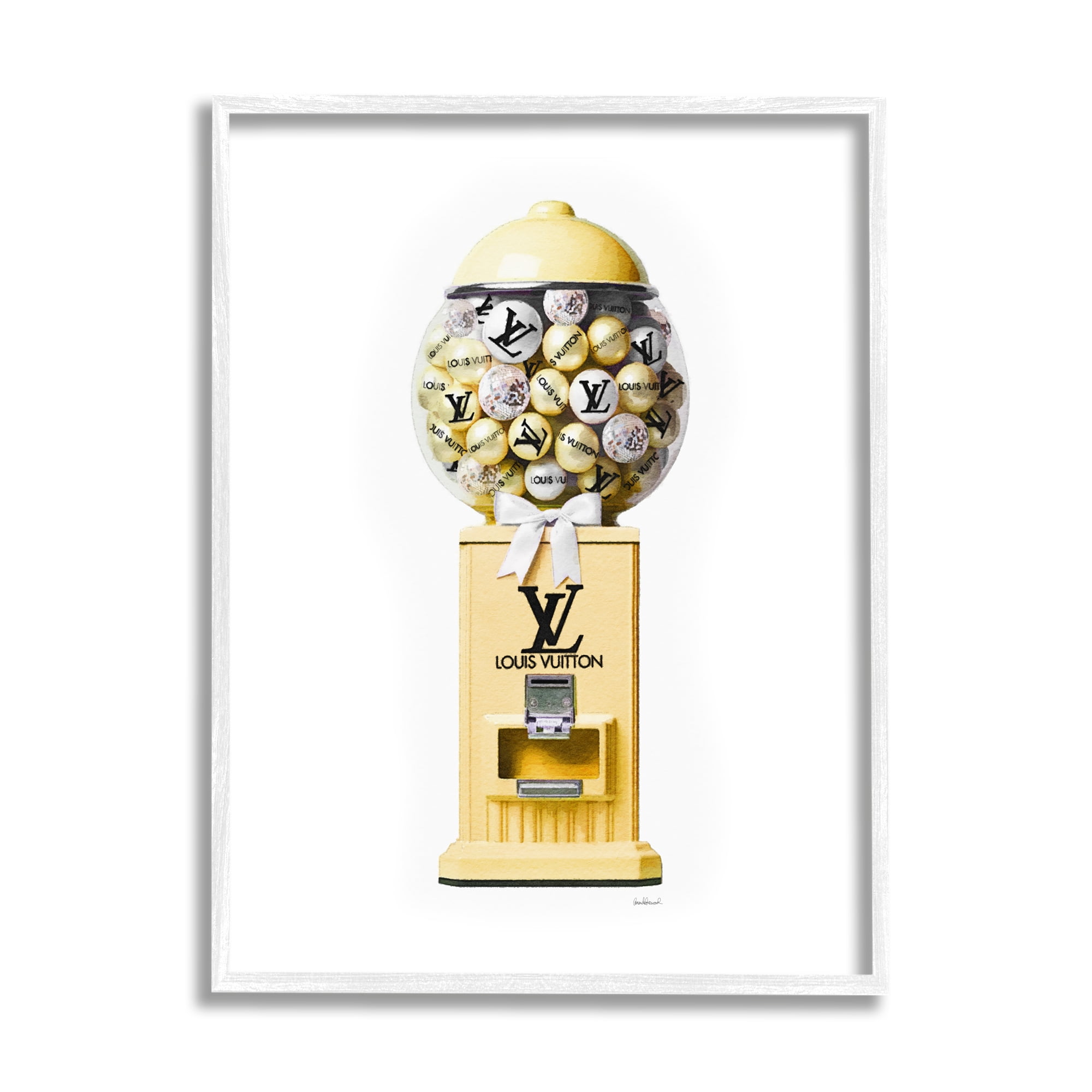 Stupell Industries Yellow Gumball Machine Beauty & Fashion Painting White Framed Art Print Wall Art, 11 x 14