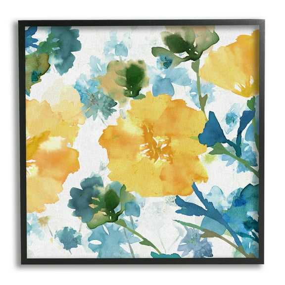 Stupell Industries Yellow Hibiscus Arrangement Botanical & Floral Painting Black Framed Art Print Wall Art, 12 x 12