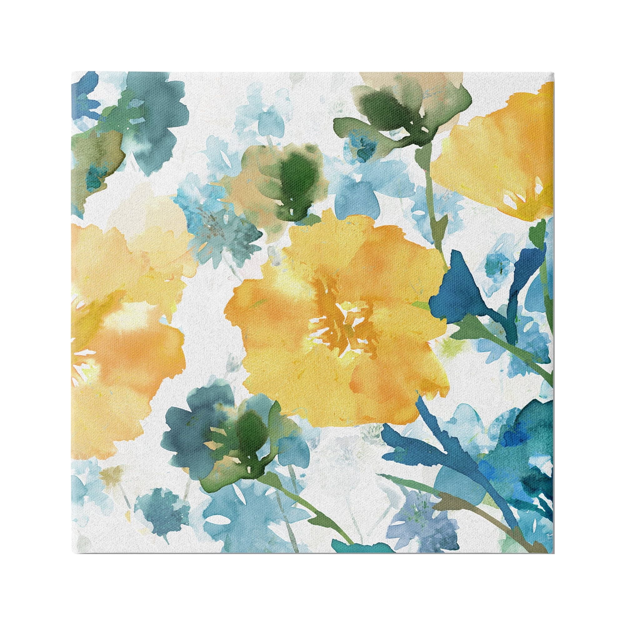 Stupell Industries Yellow Hibiscus Arrangement Botanical & Floral Painting Gallery Wrapped Canvas Art Print Wall Art, 36 x 36
