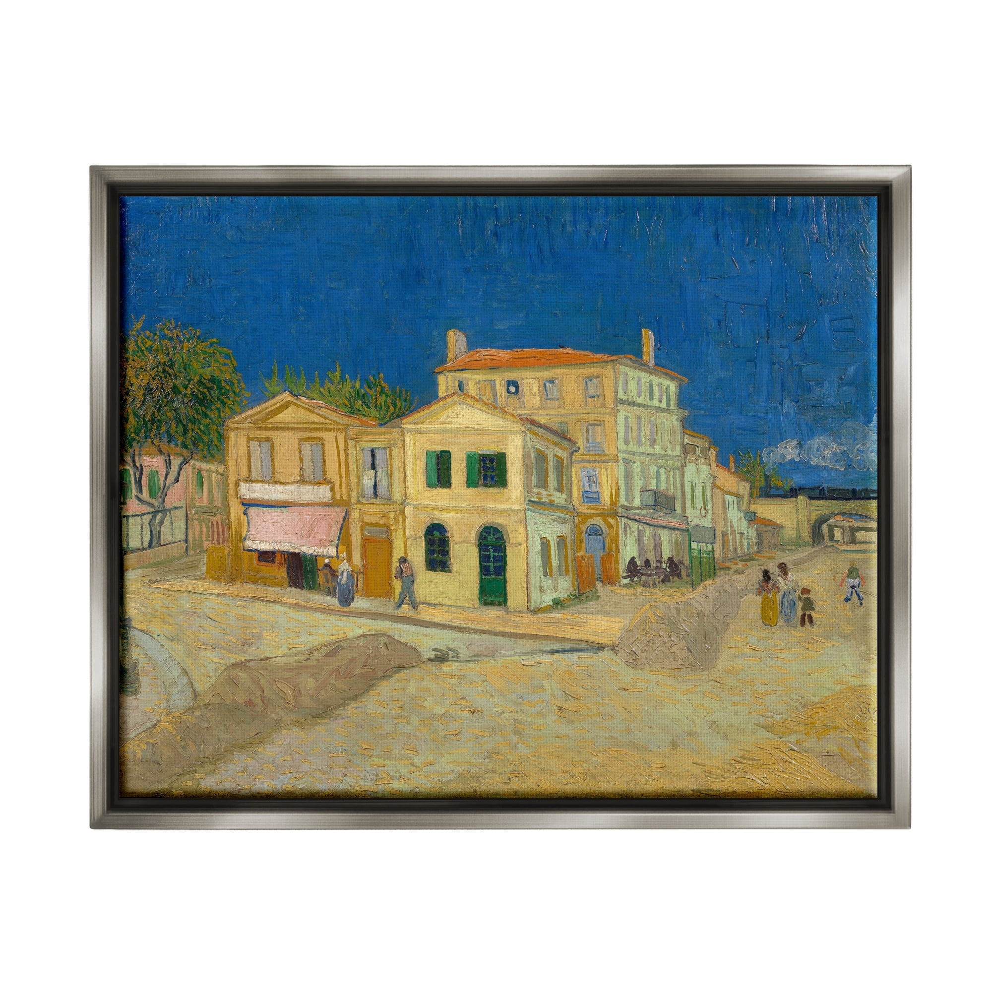 Stupell Industries The Yellow House Vinvent van Gogh Classic Painting Painting Luster Gray Floating Framed Canvas Print Wall Art, Design by one1000paintings