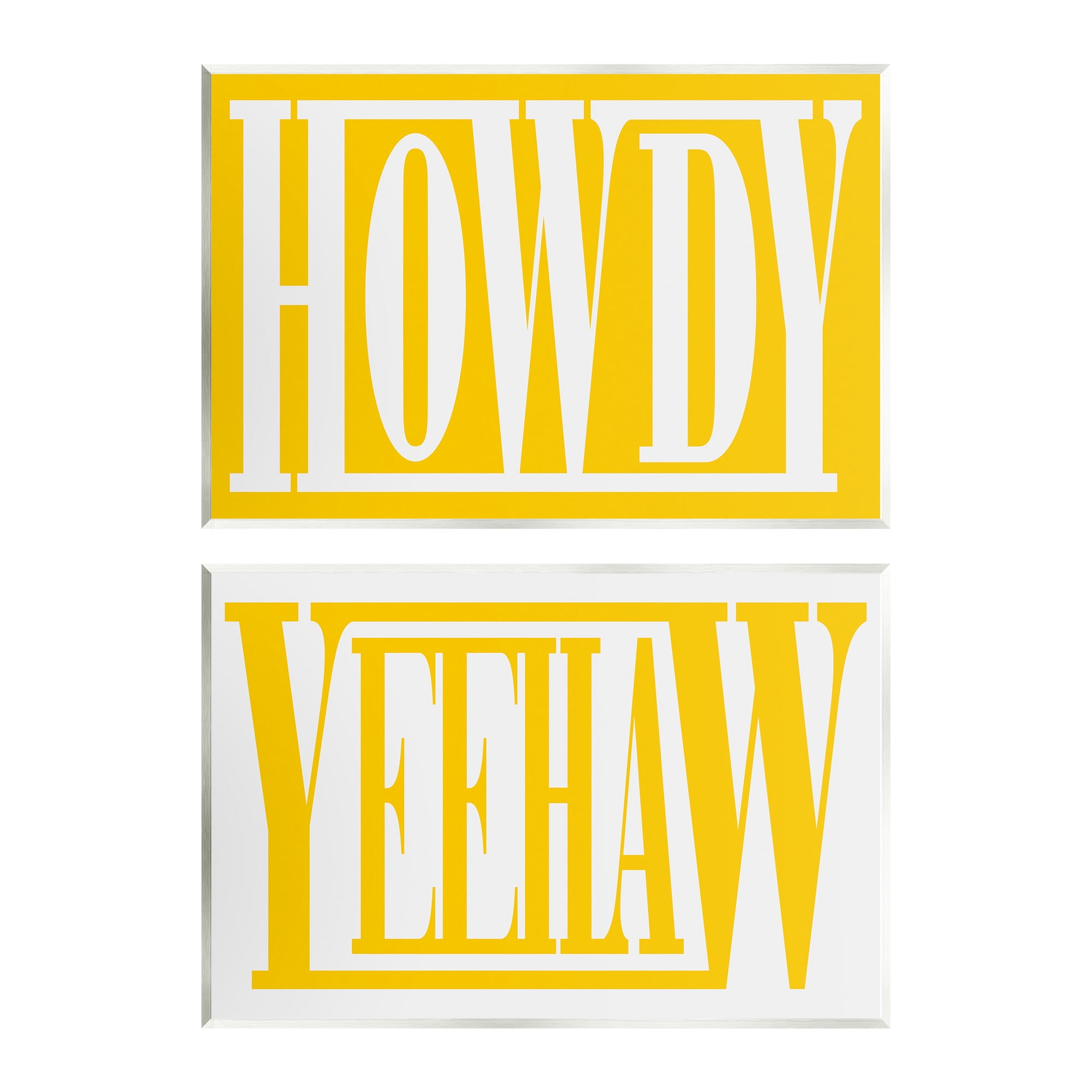 Stupell Industries Yellow Howdy & Yeehaw Typography Painting Unframed Art Print Wall Art, 19 x 13, Set of 2