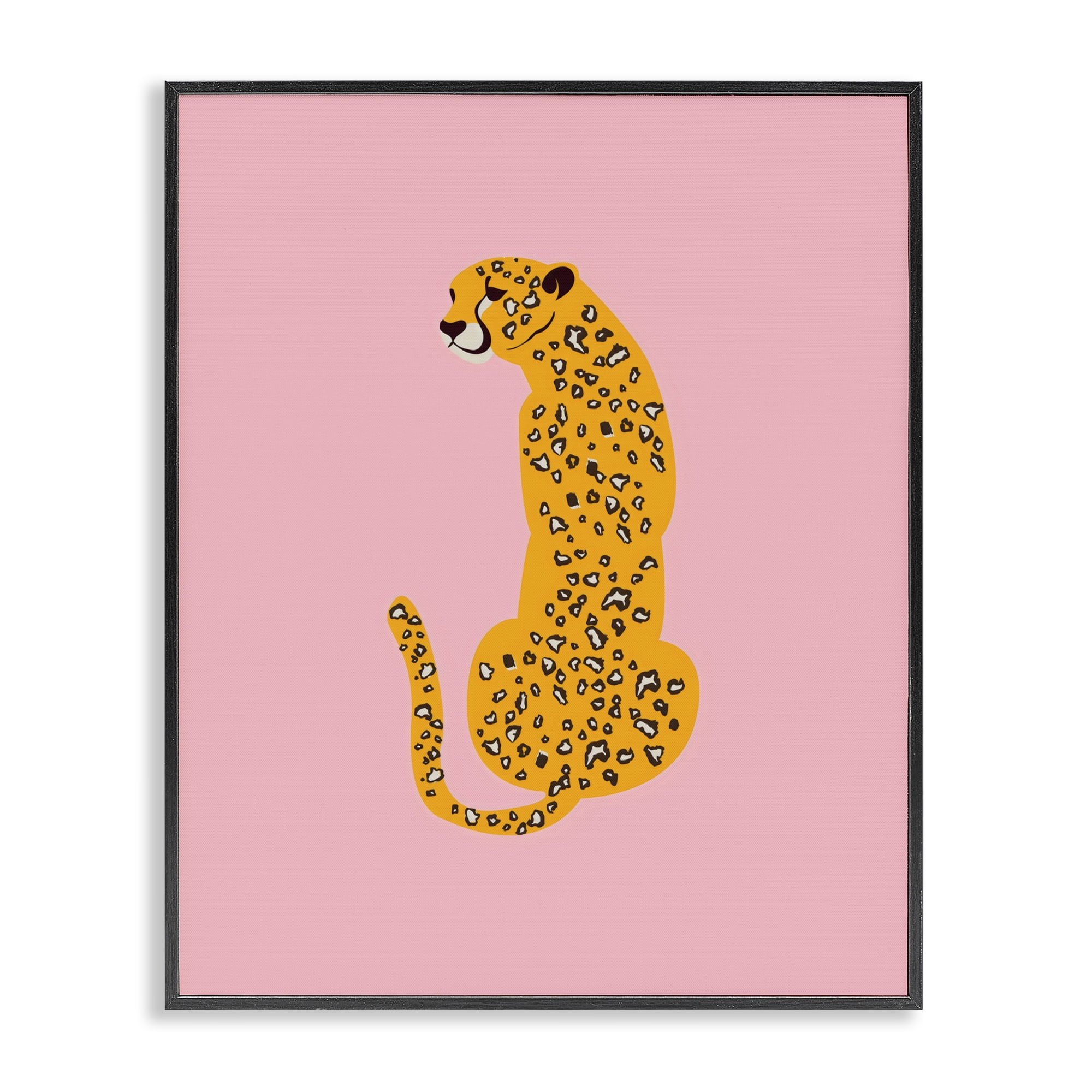 Stupell Industries Yellow Jaguar on Pink Black Framed Giclee Art, design by Creative Studio