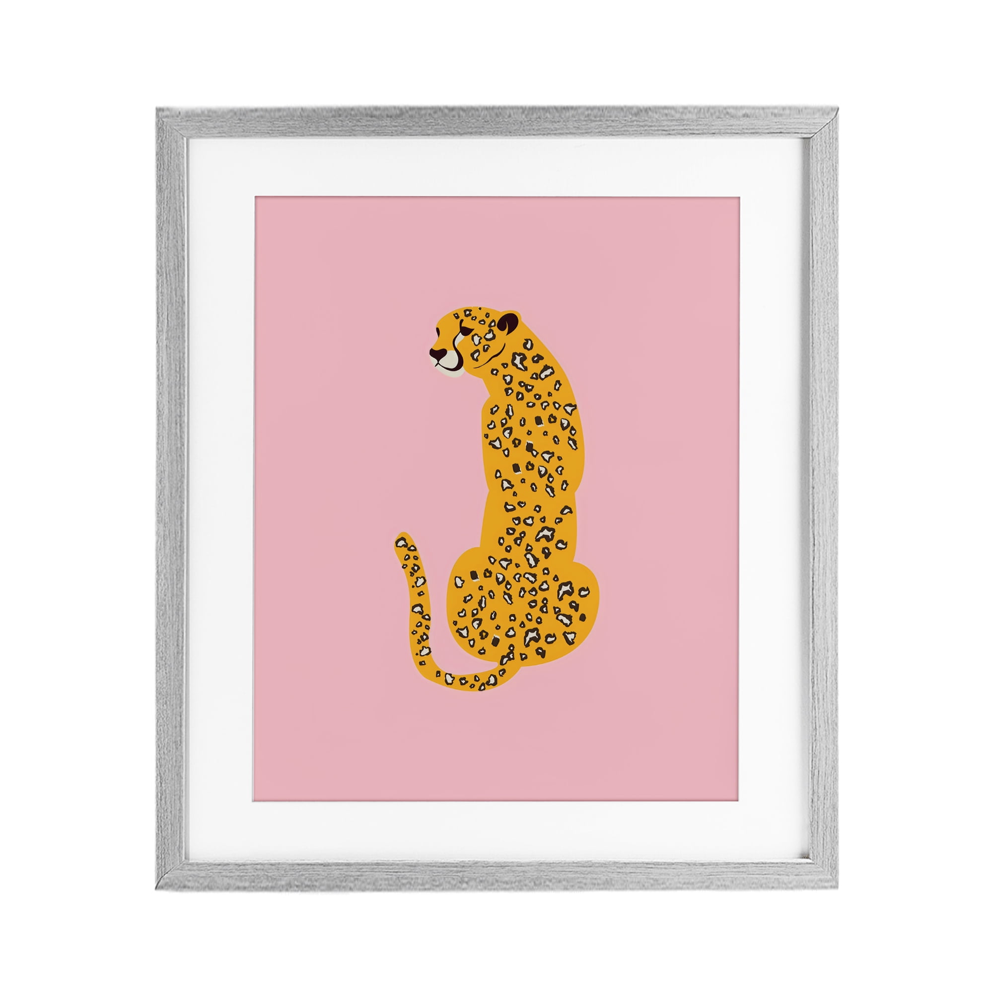 Stupell Industries Yellow Jaguar on Pink Gray Framed Print Under Glass, design by Creative Studio