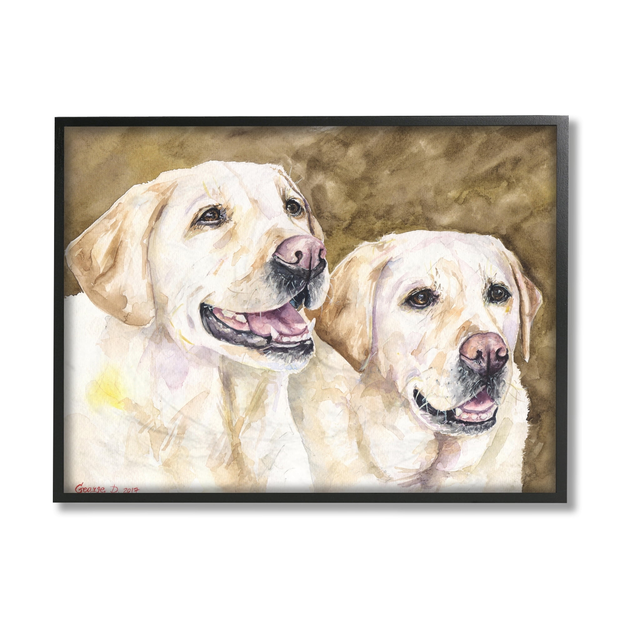 Stupell Industries Yellow Labrador Friends Pet Dogs Resting Black Framed, 16 x 20, Design by George Dyachenko