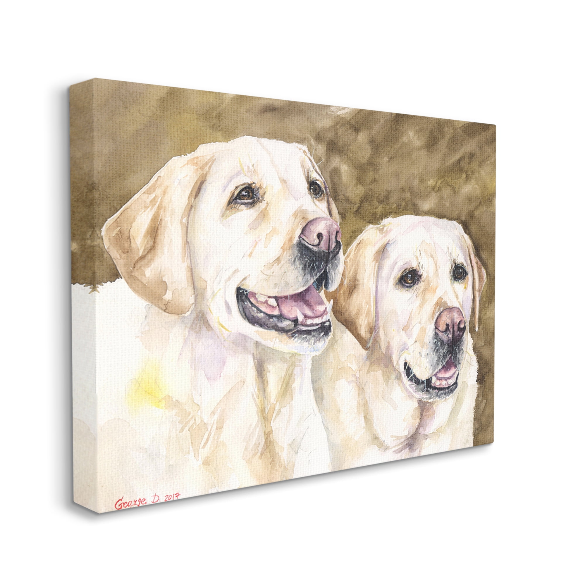 Yellow Labrador Friends Canvas Wall Art, 16x20, Brown