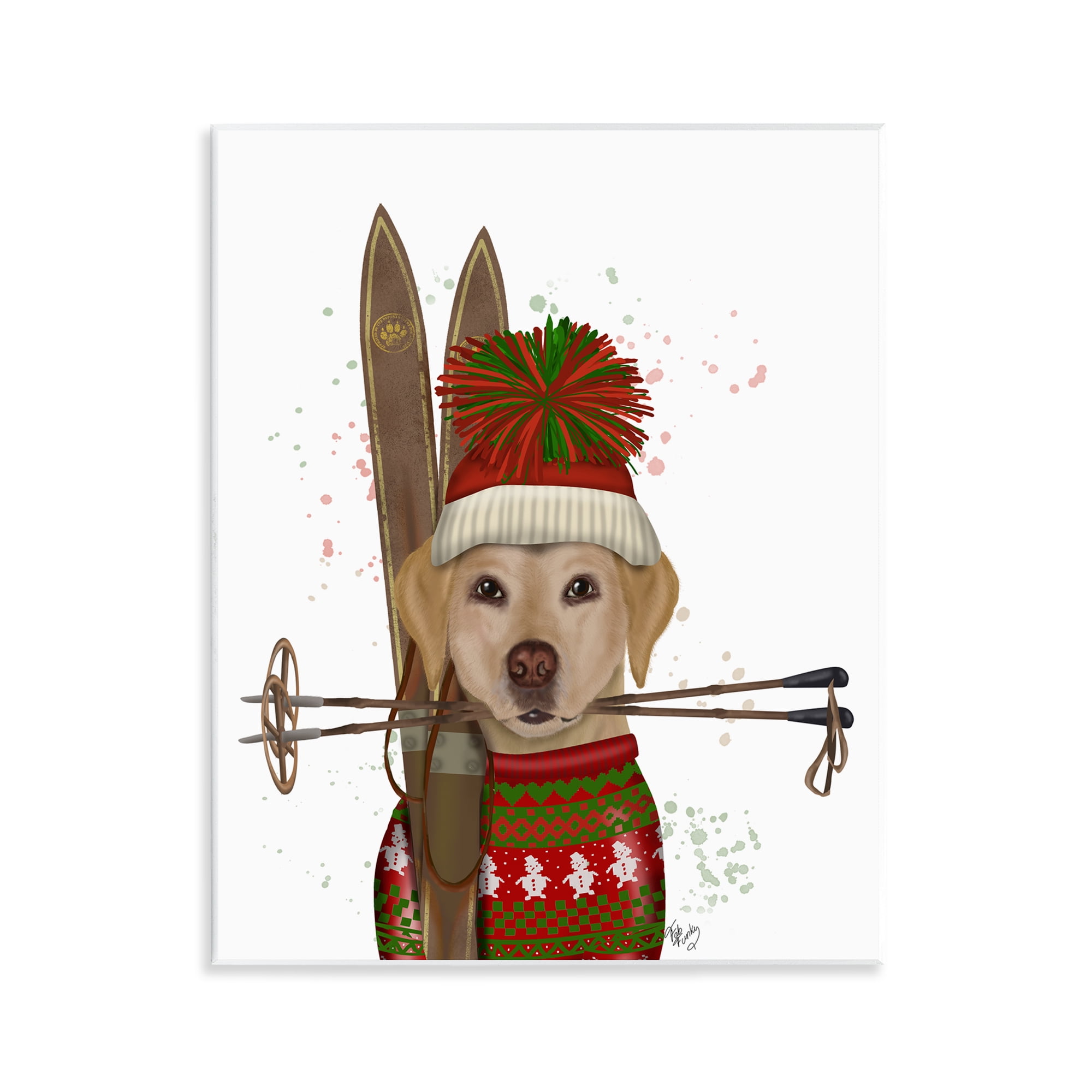 Stupell Industries Yellow Labrador Skiing Animals & Insects Painting Unframed Art Prints Wall Art, 11 x 14