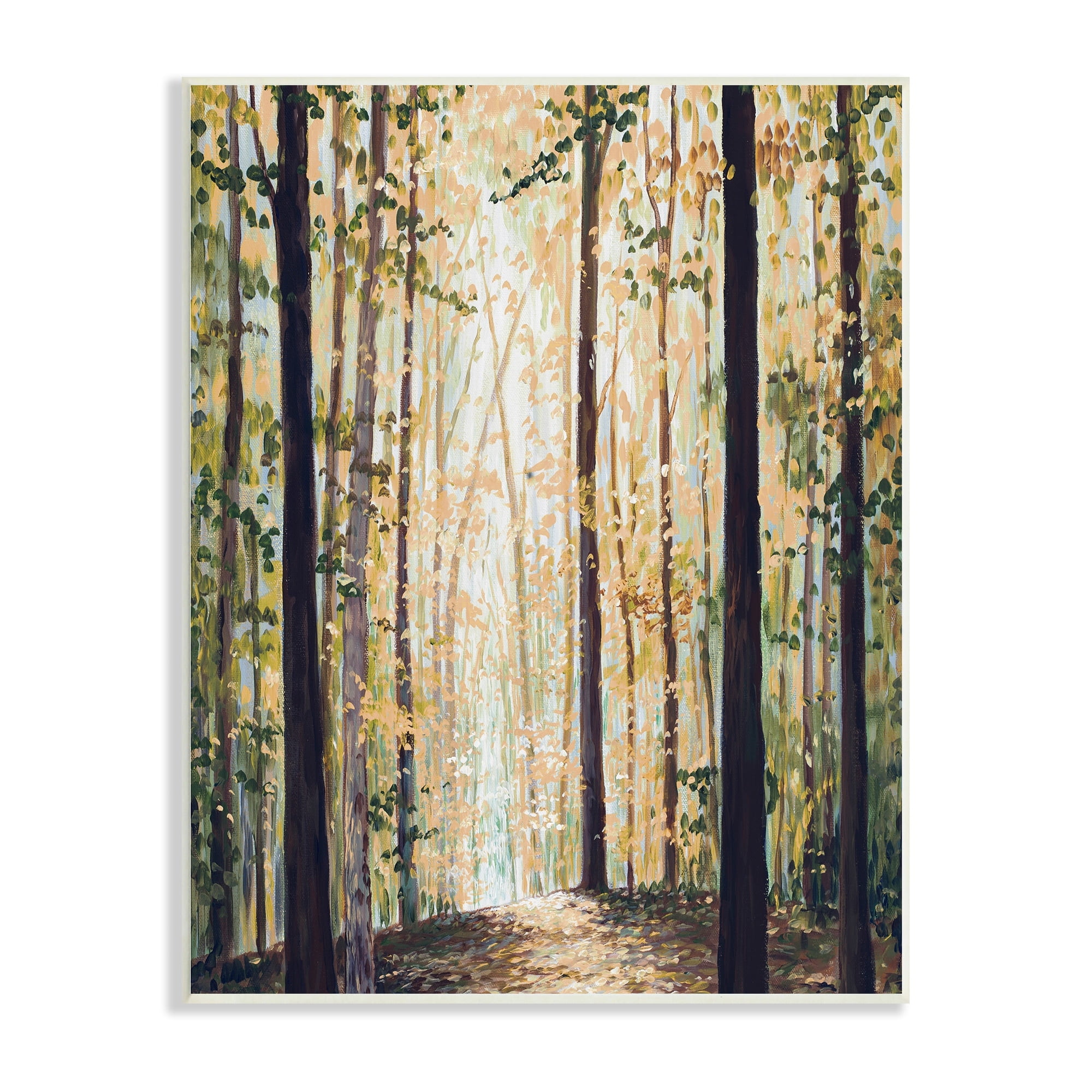 Stupell Industries Yellow Leaf Greenwood Hiking Trail Minimalistic Pointillism Painting,13 x 19, Design by Bruce Nawrocke