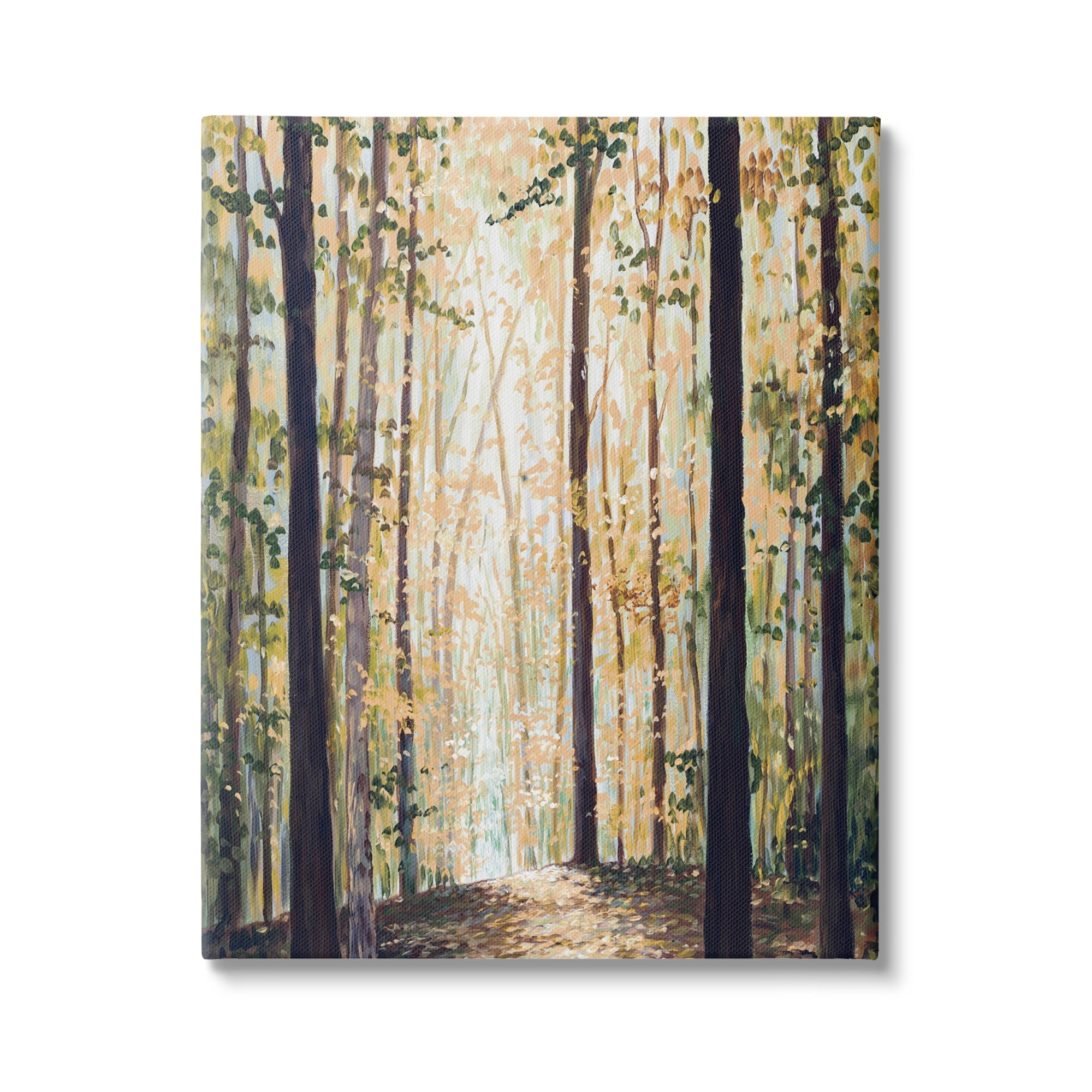 Stupell Industries Yellow Leaf Greenwood Hiking Trail Minimalistic Pointillism Painting,16 x 20, Design by Bruce Nawrocke