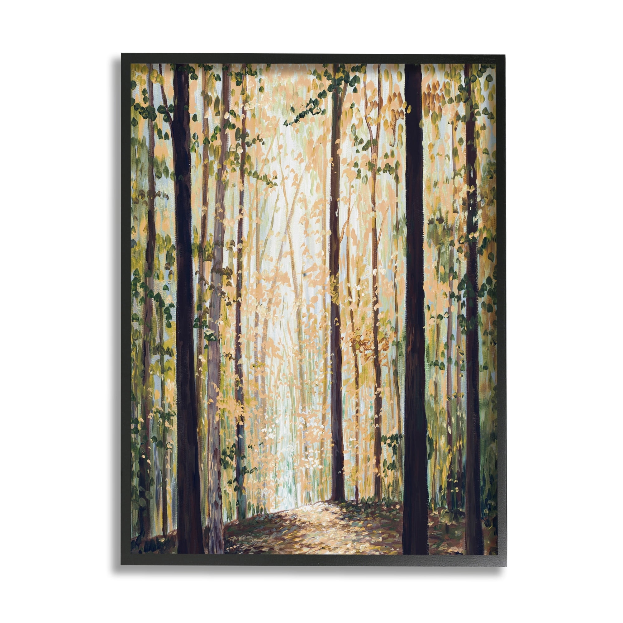 Stupell Industries Yellow Leaf Greenwood Hiking Trail Minimalistic Pointillism Painting,24 x 30, Design by Bruce Nawrocke