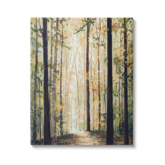 Stupell Industries Yellow Leaf Greenwood Hiking Trail Minimalistic Pointillism Painting,36 x 48, Design by Bruce Nawrocke