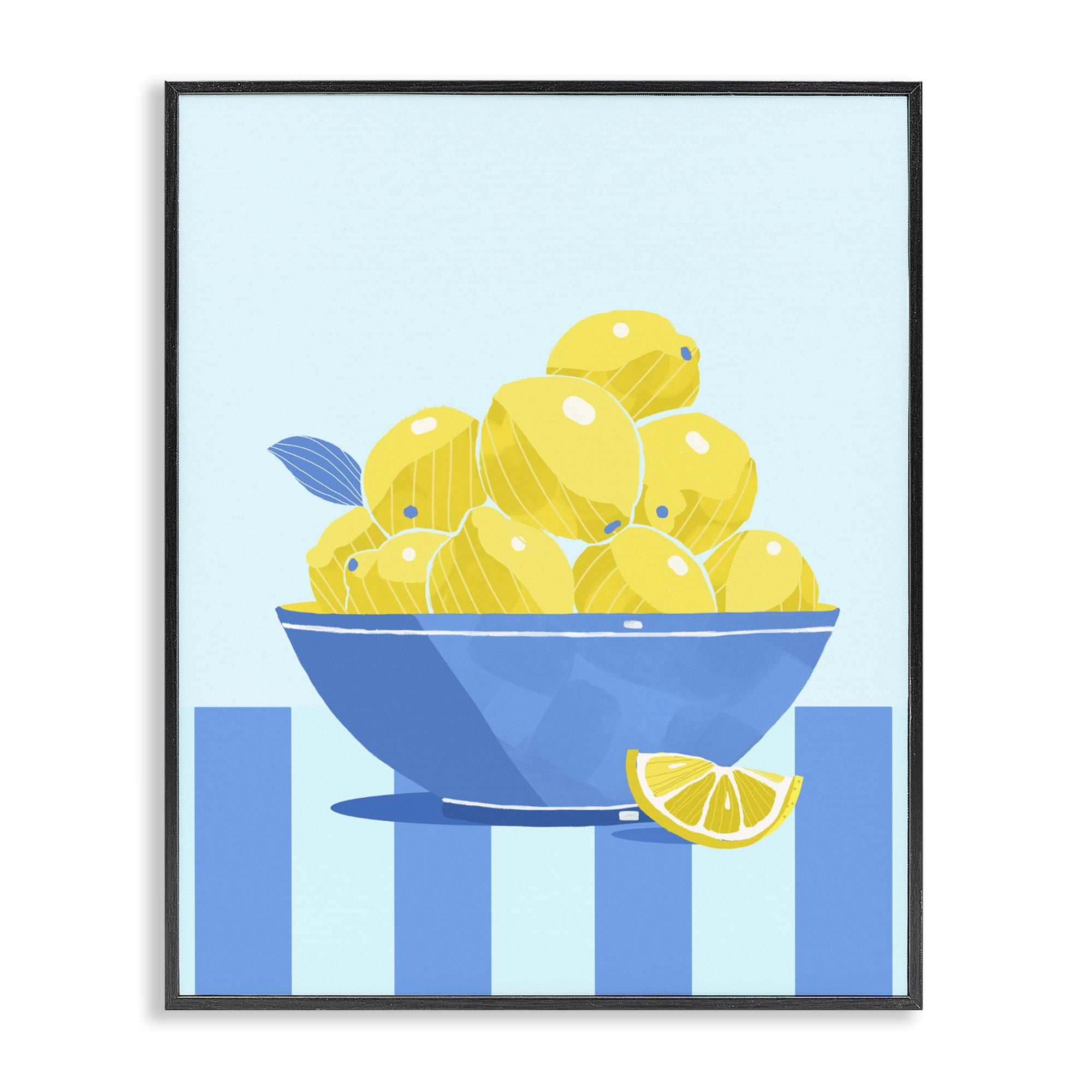 Stupell Industries Yellow Lemon Bowl Striped Black Framed Giclee Art, design by Lucca Sheppard