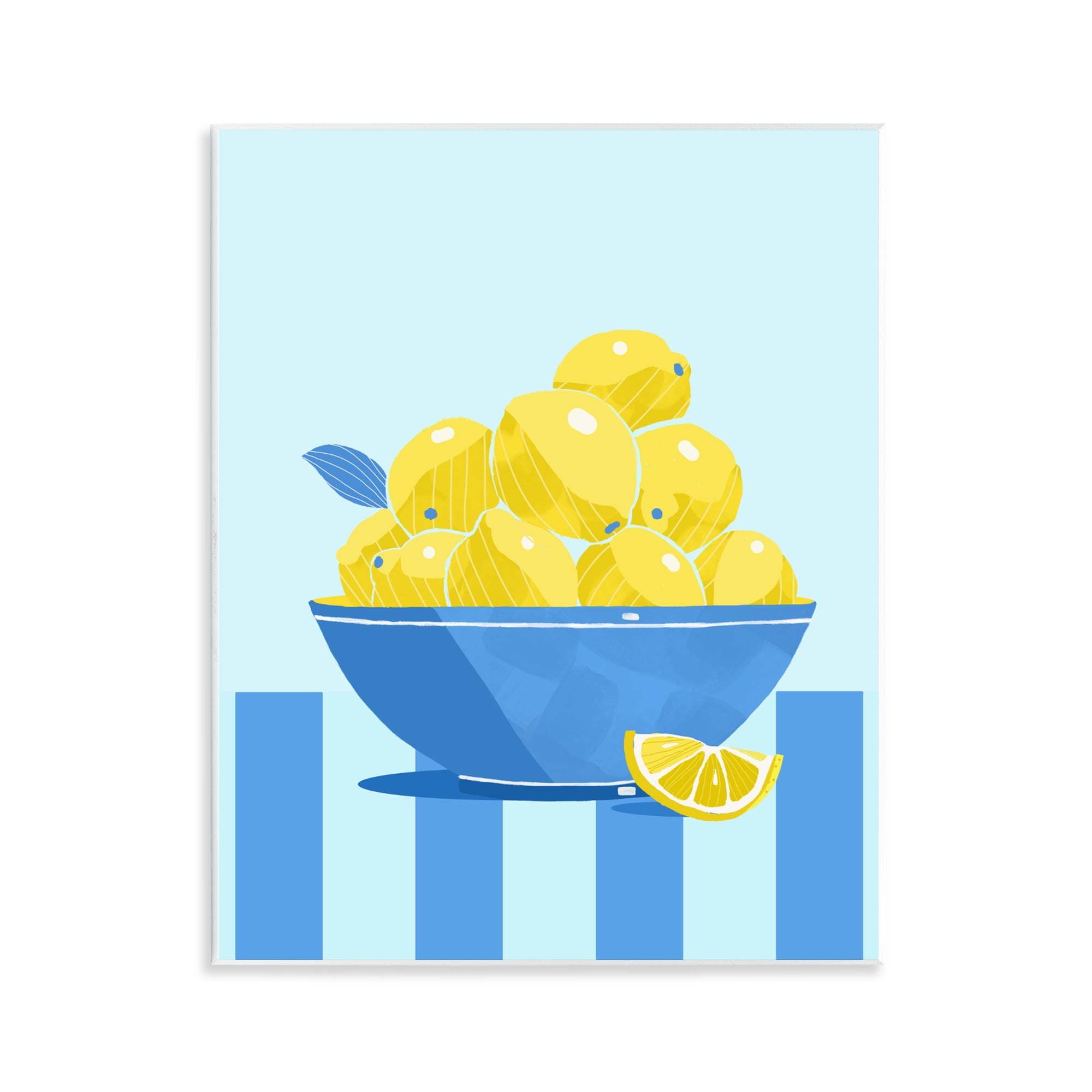 Stupell Industries Yellow Lemon Bowl Striped Wall Plaque Art, design by Lucca Sheppard
