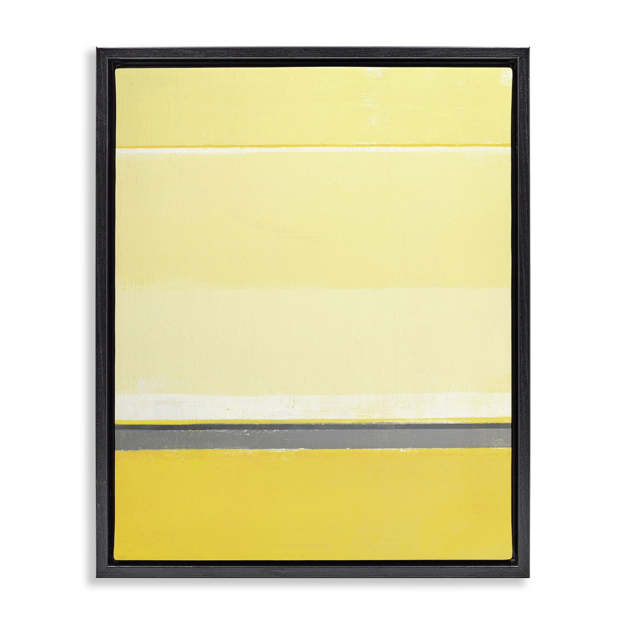 Stupell Industries Yellow Minimal Abstract Abstract Painting Black Floater Framed Canvas Art Print Wall Art, 25 x 31