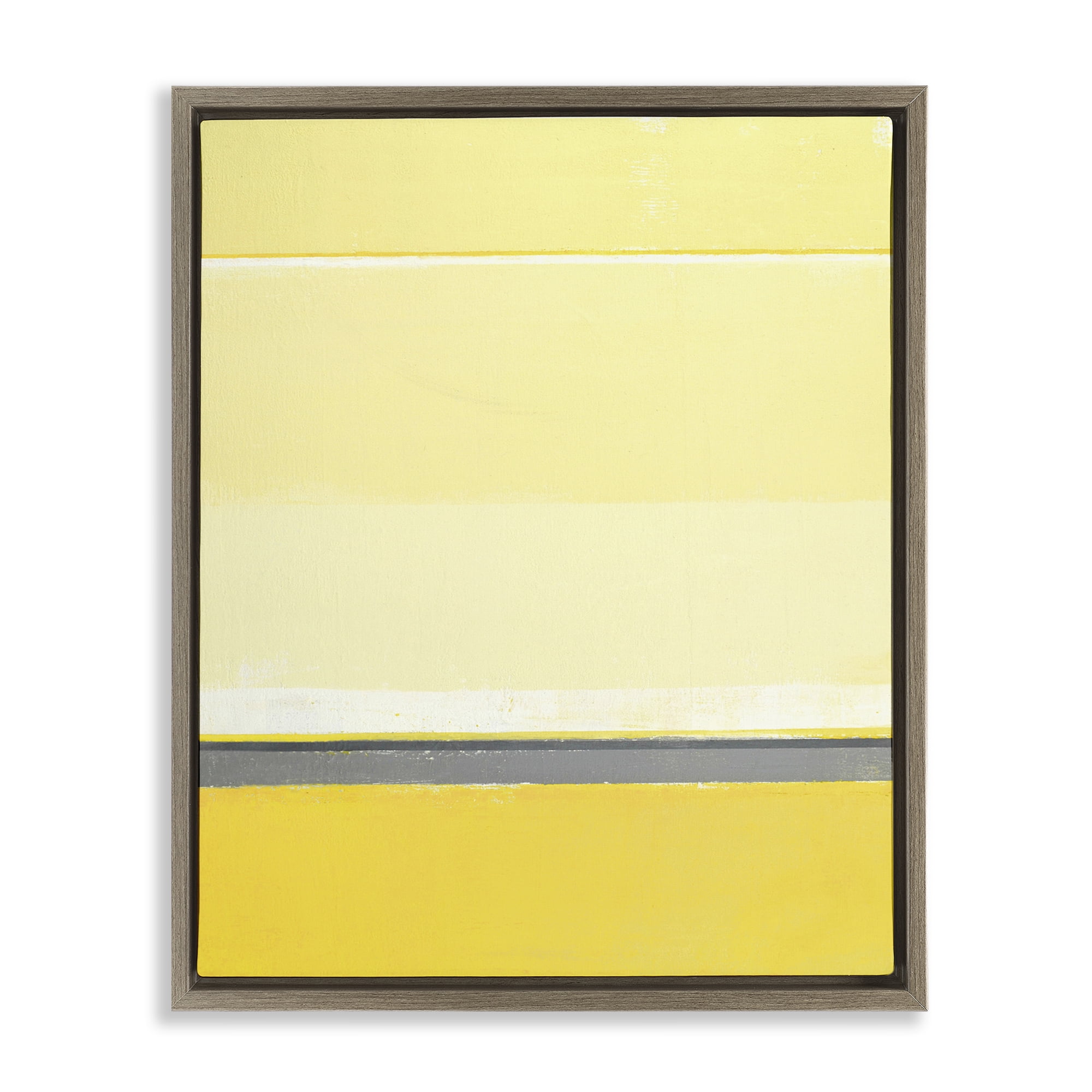 Stupell Industries Yellow Minimal Abstract Abstract Painting Brown Floater Framed Canvas Art Print Wall Art, 17 x 21