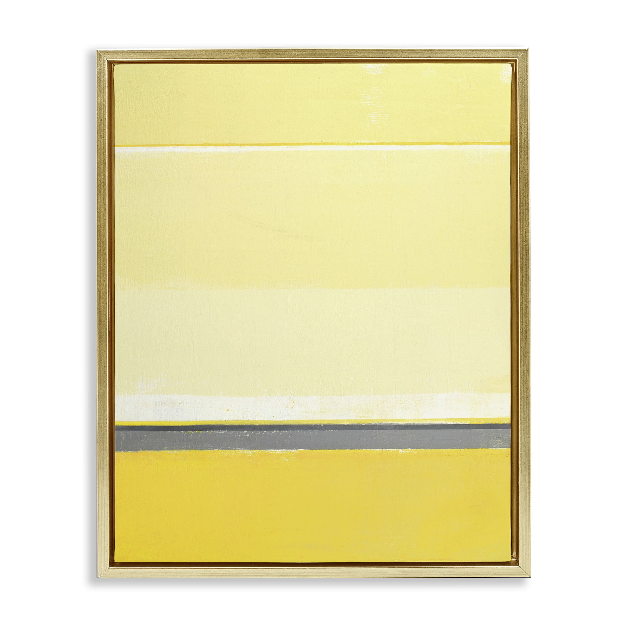 Stupell Industries Yellow Minimal Abstract Abstract Painting Gold Floater Framed Canvas Art Print Wall Art, 17 x 21